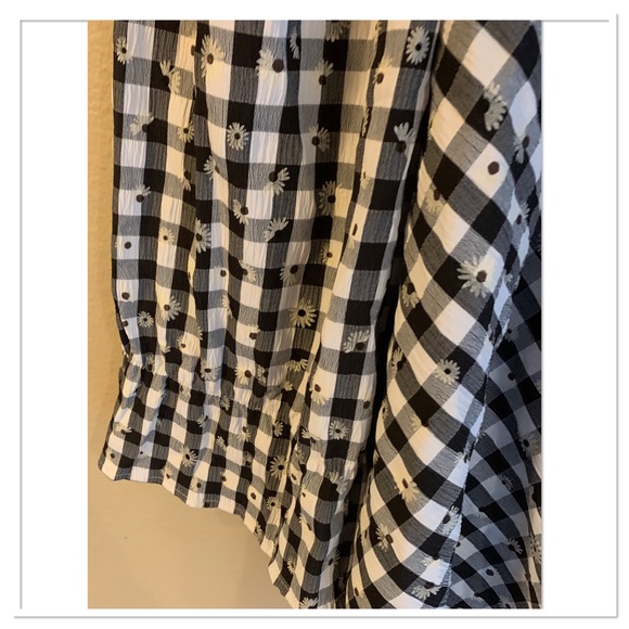 ASOS The Frolic Floral Gingham Mini Swing Dress Black White Size 2 - Picture 6 of 11